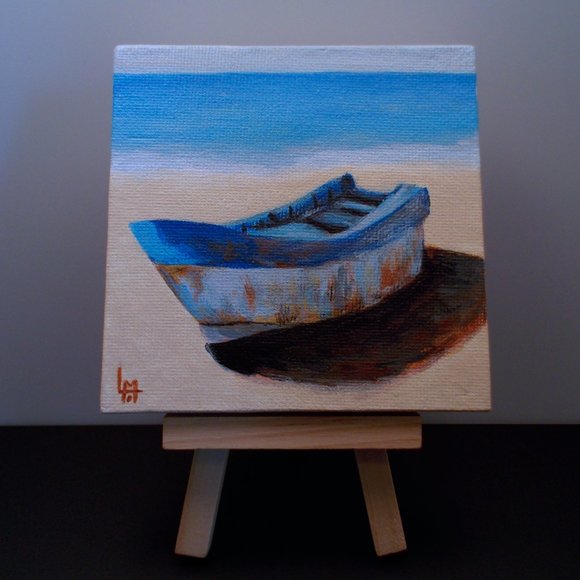 Acrylic Painting - Old Boat by the Beach - Picture 2 of 5